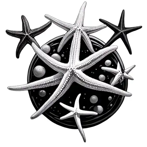 Seven Starfish Grouped To Create Circle