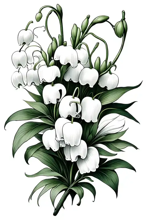 Lily Of Valley And Larkspur Flowers Intertwined