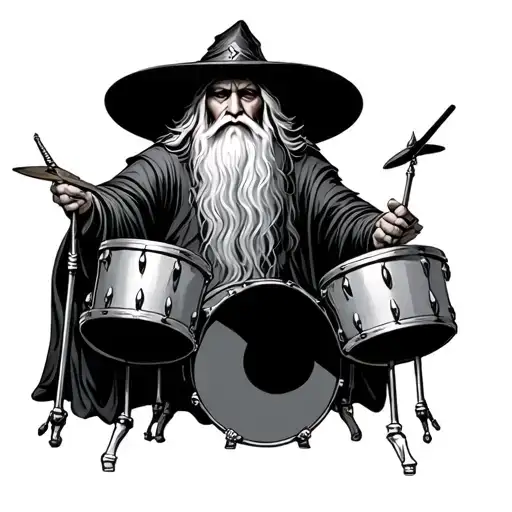 Gandalf Playing Metal Drums