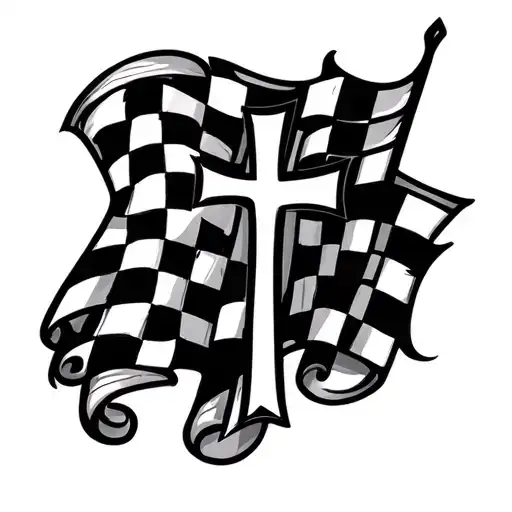 Checkered Flag And Cross