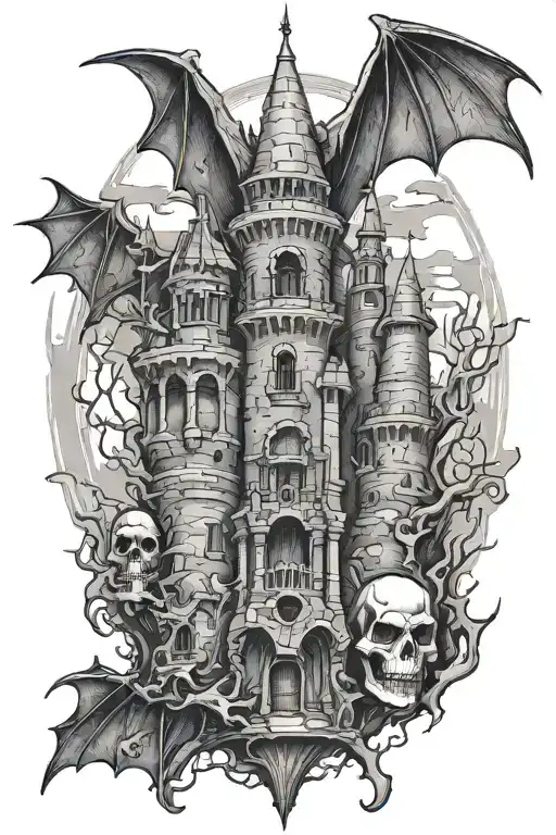 Bat Castle With Scull