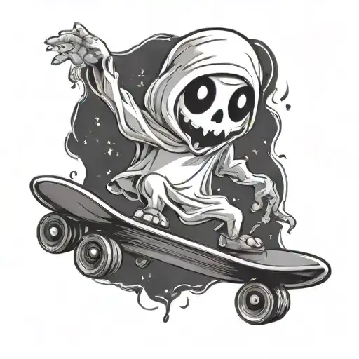 Cute Ghost On A Skateboard