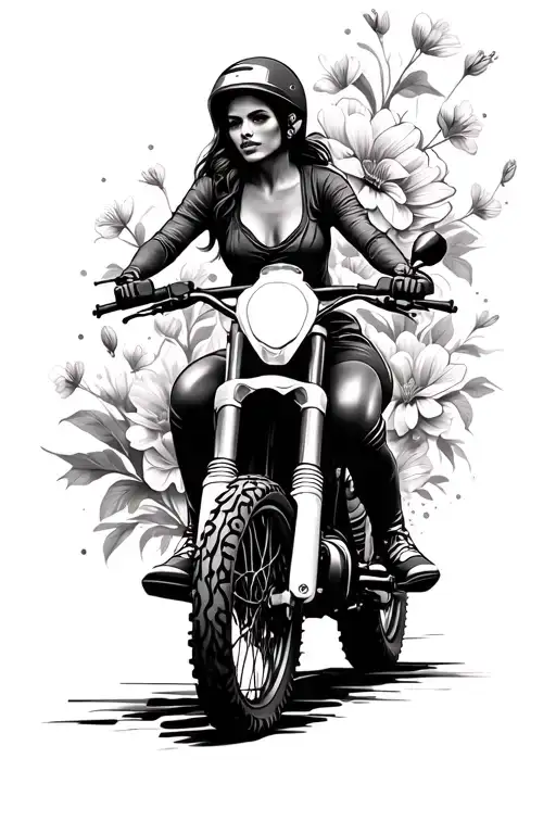 Woman Riding A Dirtbike Surrounded By Flowers