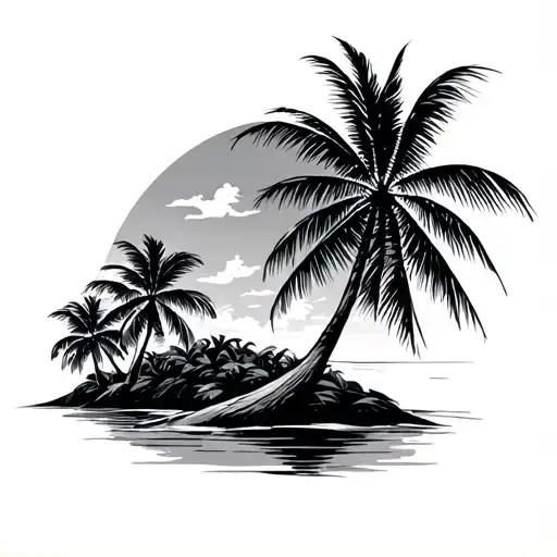Trinidad And Tobago With Palm Trees