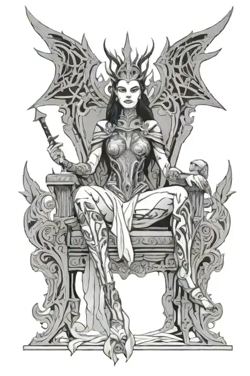 Goddess Hela Sitting On Thrones