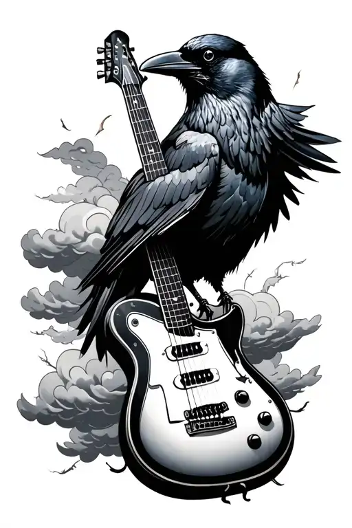 Crow And Guitar Storm Clouds