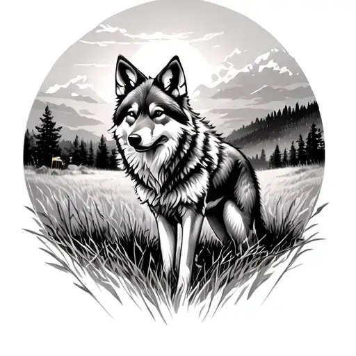 Coyote In Field Of Wolves