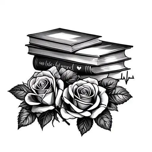Books And Roses With A Heartbeat Line