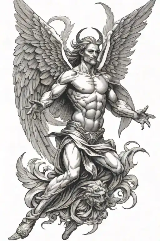 Lucifer Angel Falling Angel With Feathers Flying