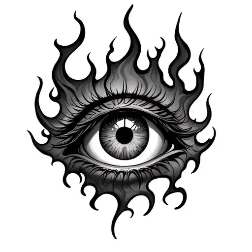 A Crotch Succuubus-themed Tattoo Featuring An Eye With Flames
