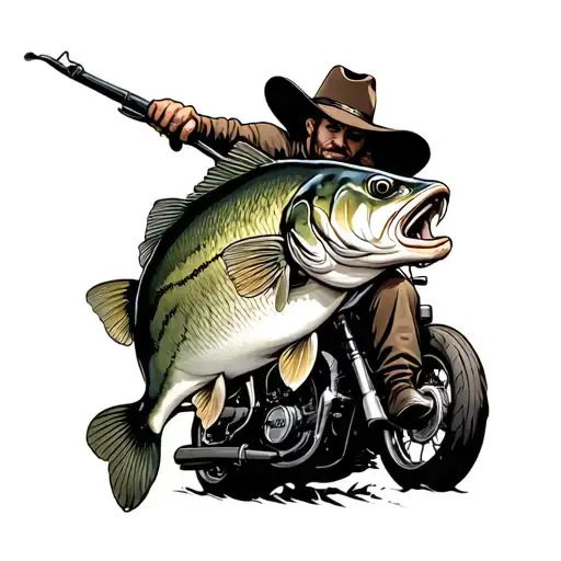 Largemouth Bass With Cowboy Riding It