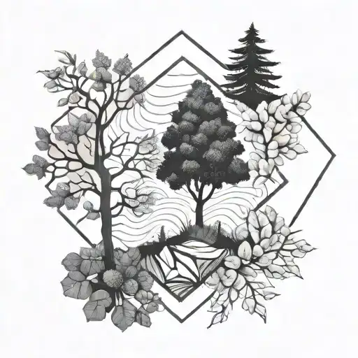 Trees And Hexagon Pattern