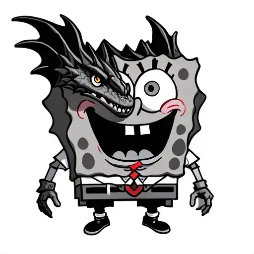 Gangster Spongebob Holding A Draco