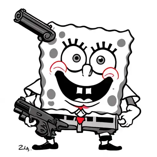 Gangster Spongebob Holding A Gun