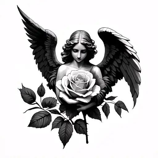 Angel Holding Rose