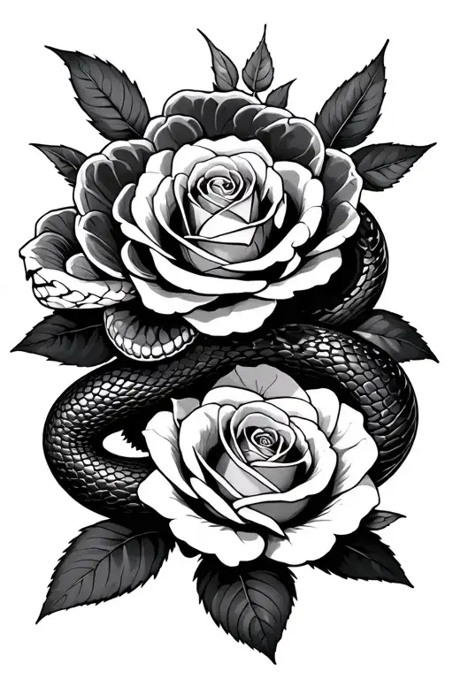 Snake With 3 Large Roses Underneath