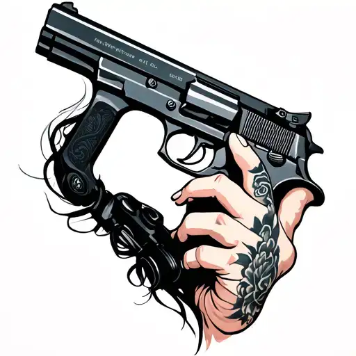 Monashka Chikano With A Pistol