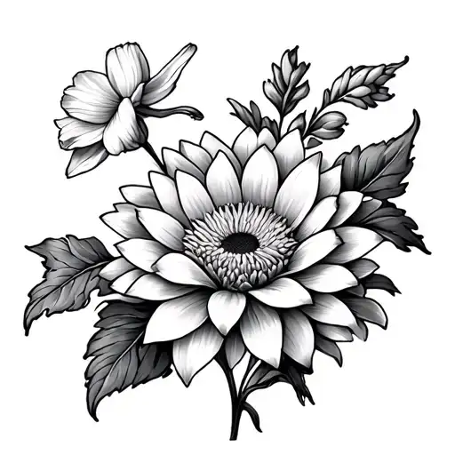 Chrysanthemum And Daffodil