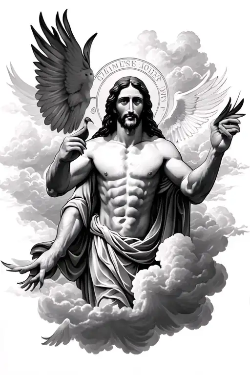 Christian Sleeve With Clouds Doves And Jesus