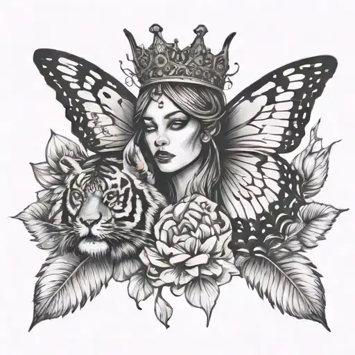 Butterfly Tigeress Lotus Feather Crown Held