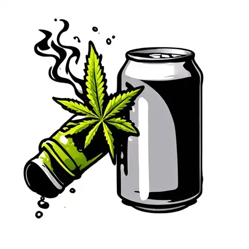 A Cartoon Can Of Beer Smoking Weed