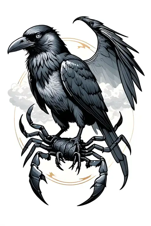 Spreaded Cards Scorpio Zodiac Sign Coulds With A Raven Sitting