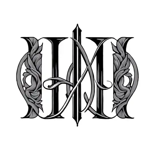 Initials H M Intertwined