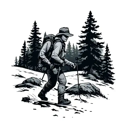 Simple Line Figure Hiking