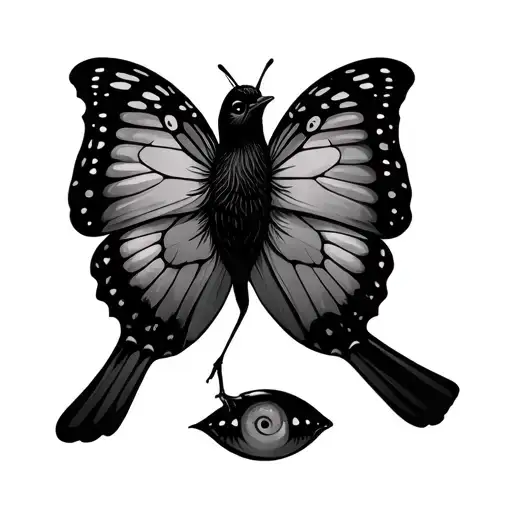 Phoneix Bird With A Semi Colon Butterfly