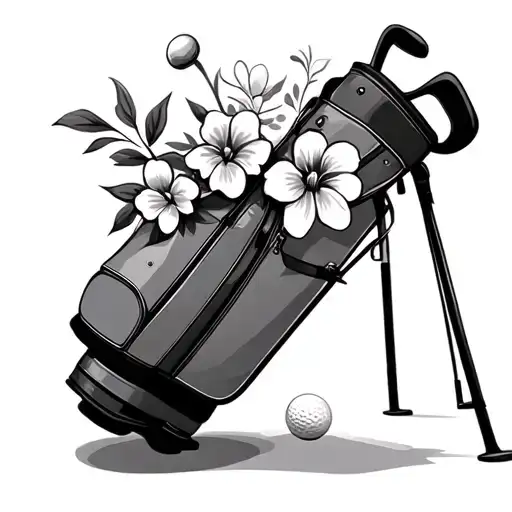 Golf Bag And Flowers Blooming