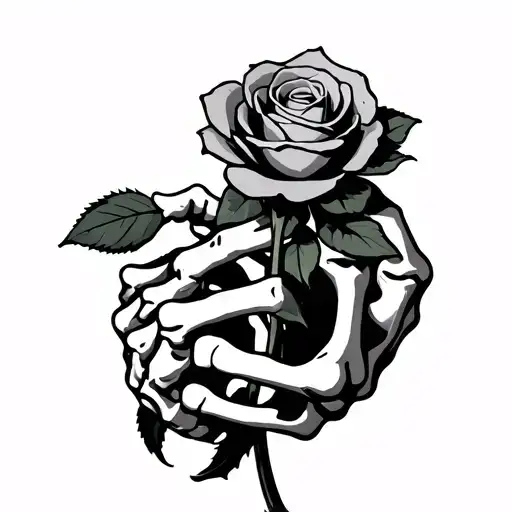 Skeleton Hand Holding A Rose