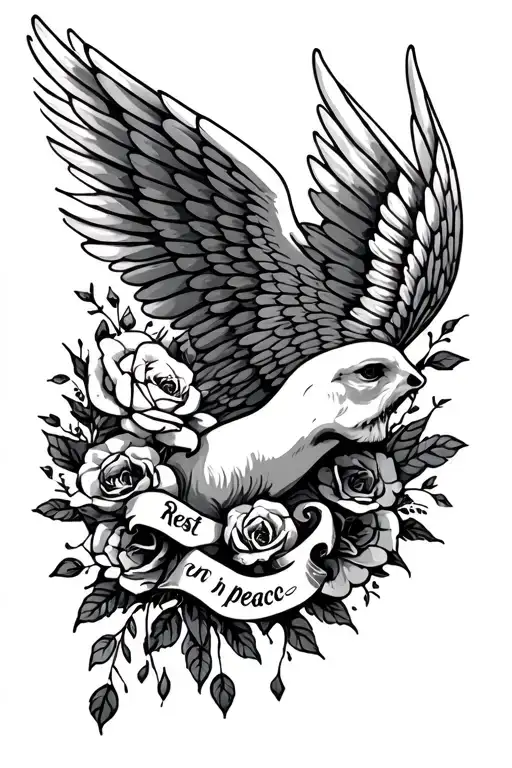 Rest In Peace Tattoo With Wings