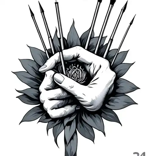 5 Needles On The Hand Holding