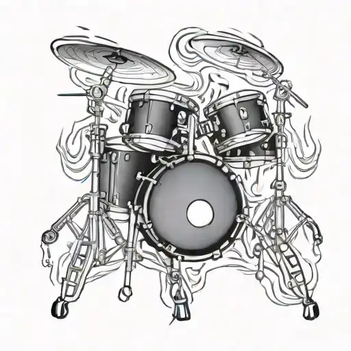 Drum Set With Fire Flames