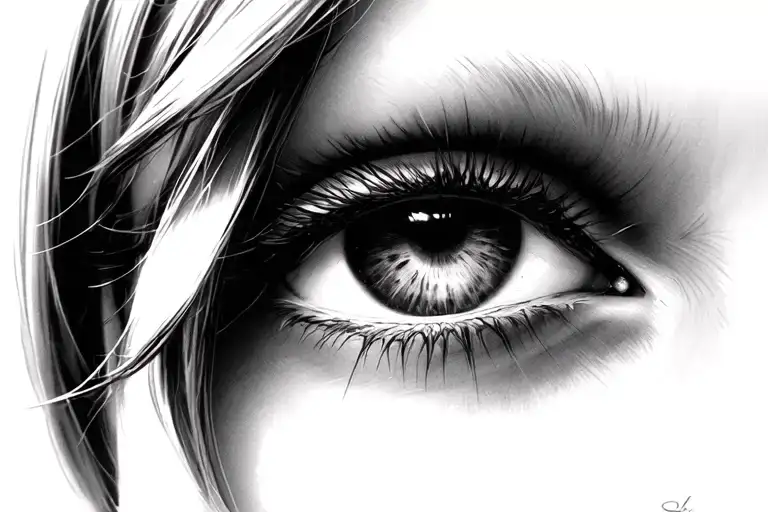 Girl Eyes And Leon Eye Looking
