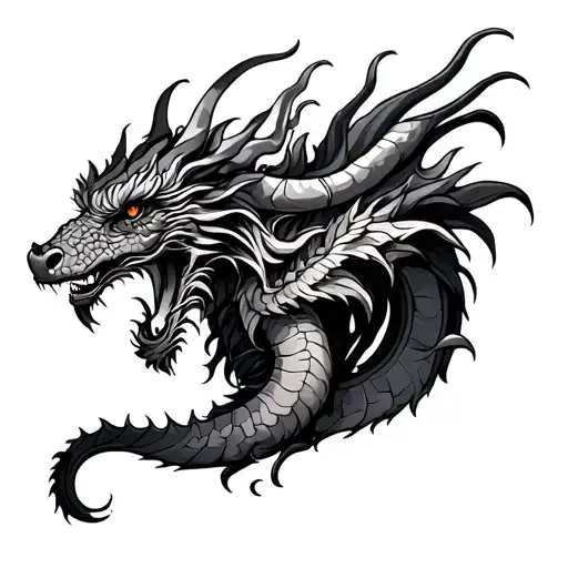 Dragon And Ox Surrounded By Lush