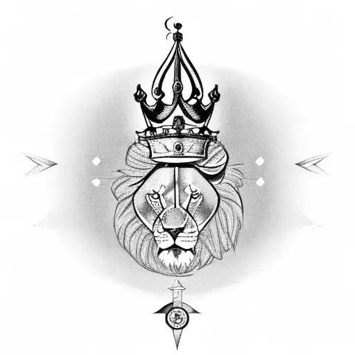 Lion With A Crown And A Compass