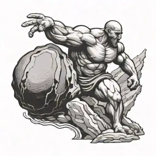 Sisyphus Pushing A Rock