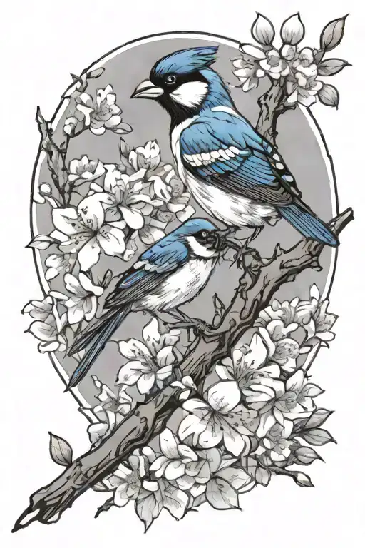 Taiwanese Blue Magpie Among Sakura