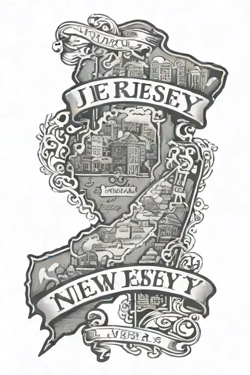 New Jersey State And Street Signs Intertwined