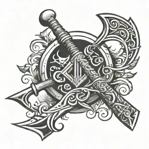 Viking Battle Axe Surrounded