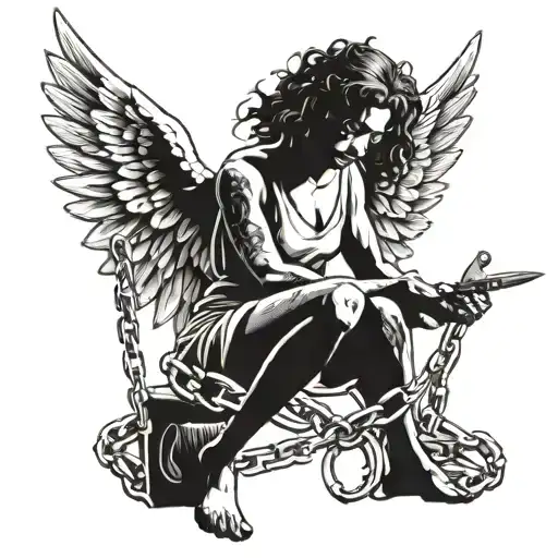 The Angel Saws The Chains That Pull The Desire And Reaches For The Dream