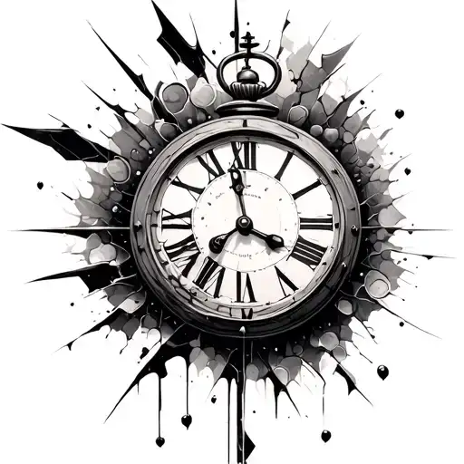 Broken Clock Releasing Its Parts Towards Whose