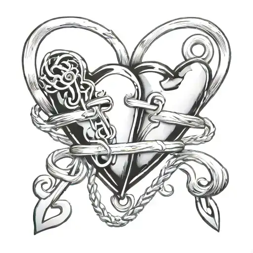 Safety Pins Holding Two Hearts Symbolizing Brother's Love