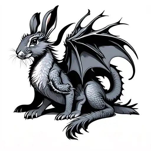 Dragon Protecting Rabbit Sitting