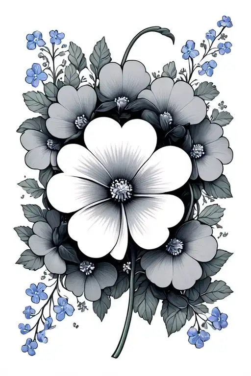 Forget Me Not Flowers With Clover Hidden Inside