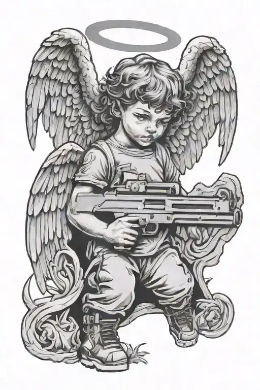 Angel Kid With Uzi Spray Paint