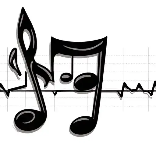 Music Notes And Normal Ekg Line
