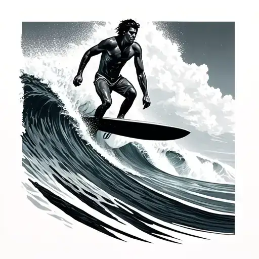 Surfer Riding A Wave