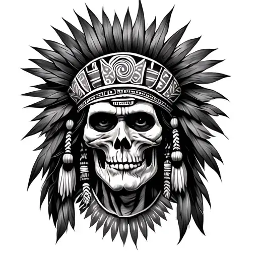 Caonabo Taino Chief Half Human Face Half Skeleton With Some Lighting Around Om The Sides